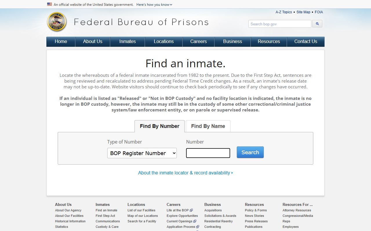 Bandera County jail mugshots federal BOP locator has no public mugshot field